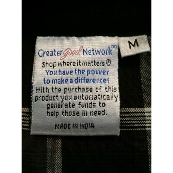 Greater Good Network Womens (M) Embroidered Cotton Sundress Black & White Plaid - Picture 11 of 12